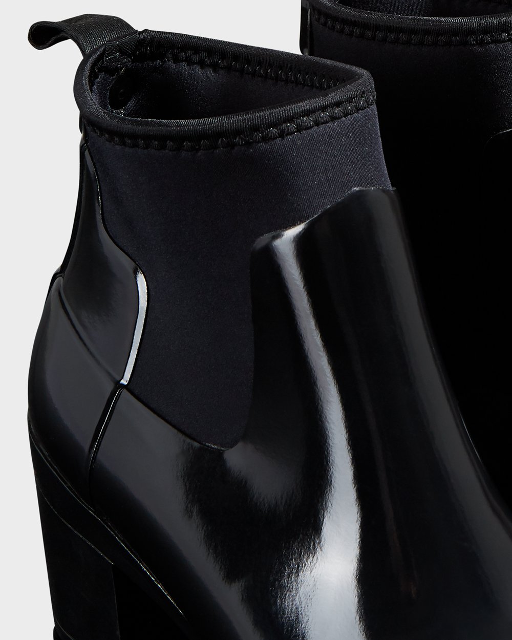 Botas De Salto Hunter Feminina Pretas - Refined Slim Fit Gloss Mid - 31LAYRTIV